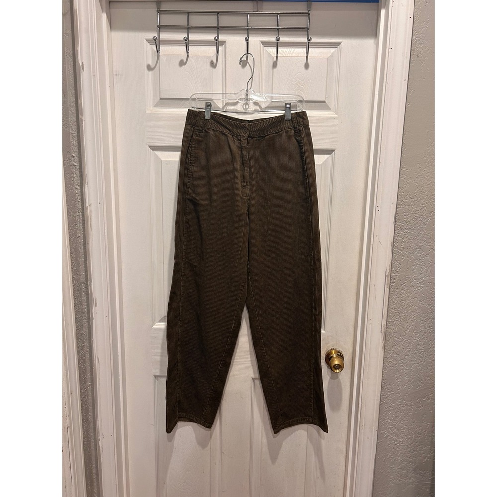 New Poetry Hemp Organic Cotton Yak Corduroy Wide Leg Pants Olive Brown Womens 8